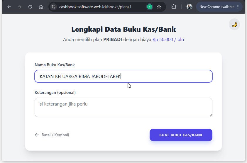 Form Lengkapi Data Buku Kas/Bank