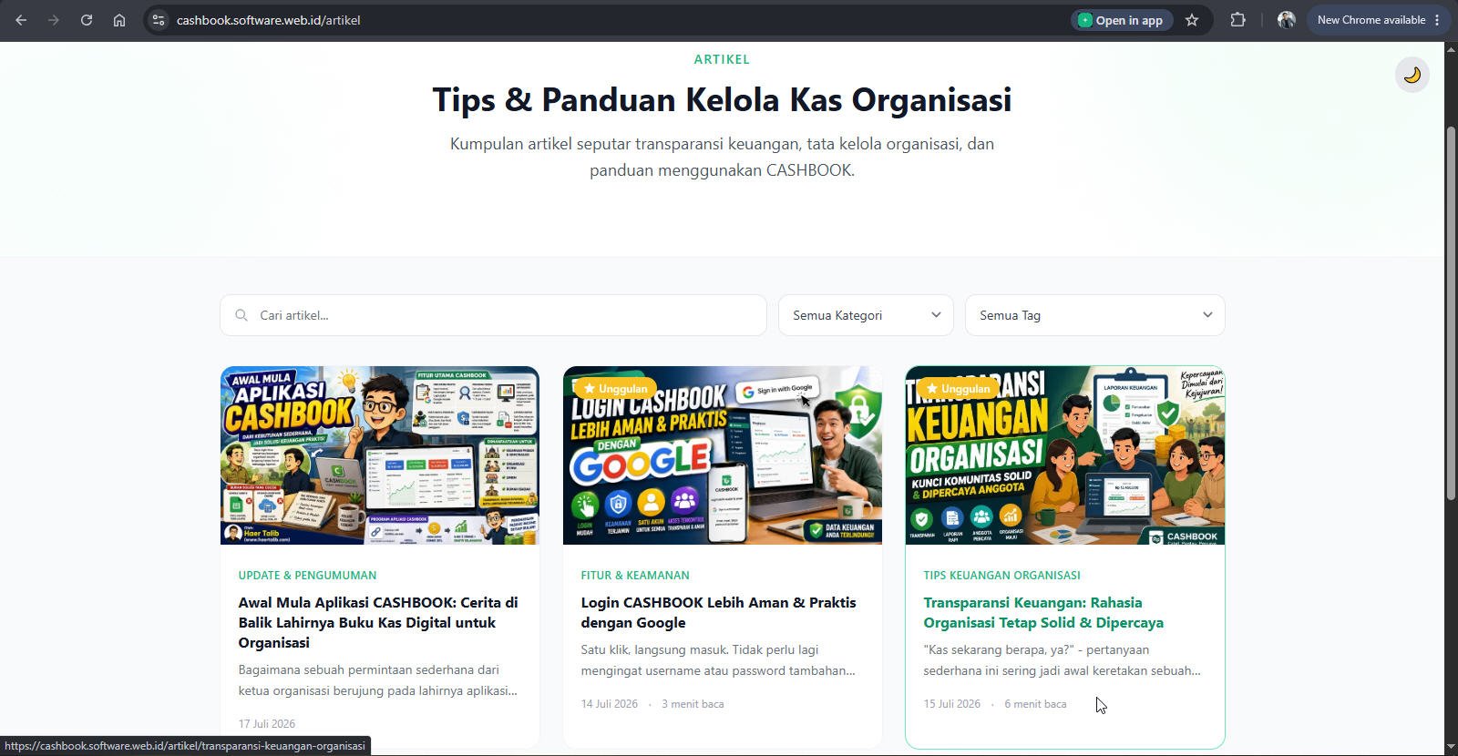 Halaman Artikel Tips & Panduan Kelola Kas Organisasi